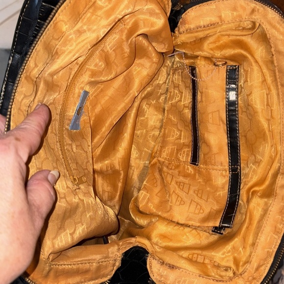 Kathy Van Zeeland Leopard Faux fur shoulder bag Croc leather trim 3 compartme - Picture 16 of 17